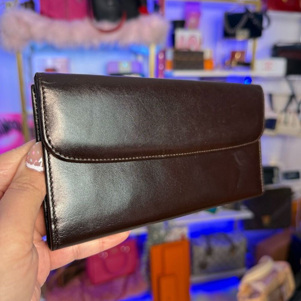 Unused Fendi Vintage Dark Brown Leather Large Bifold Wallet Unisex Men’s - Picture 5 of 15